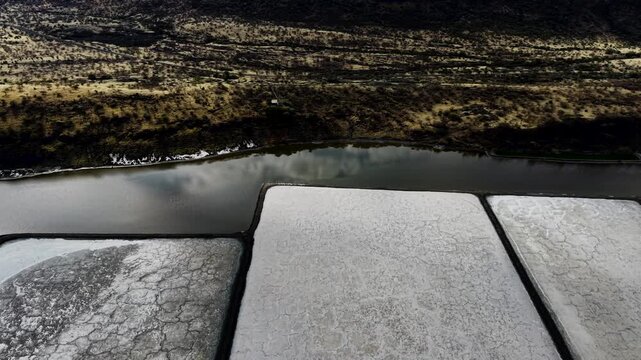 Lake Magadi kenya Sodaash Alkaline water salt lake Trona mineral deposits rift valley kenya . kenyan lake with Trona.