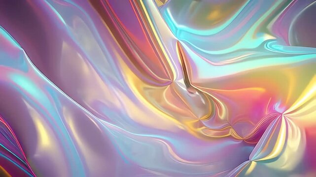 Abstract Iridescent Holographic Liquid Flowing Background.
