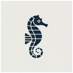 Stylized seahorse silhouette icon representing marine life and ocean creatures. © mystic