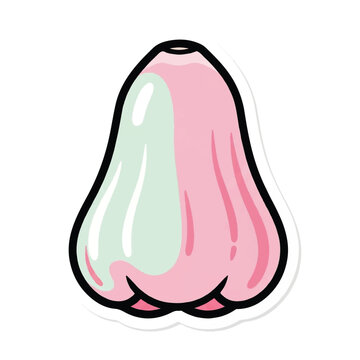 Vibrant pink and green rose apple fruit illustration sticker.