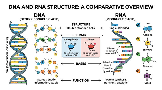 DNA and RNA Structure Comparison: Double Helix vs Single Strand