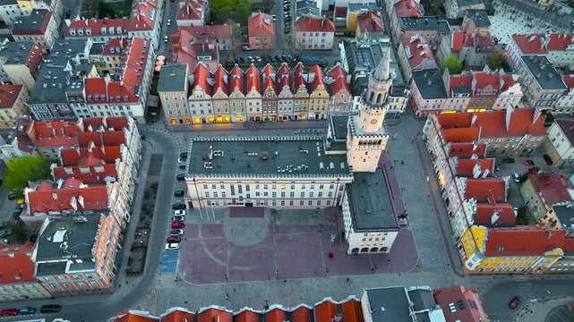 Aerial view of Opole, a city located in southern Poland on the Oder River and the historical capital of Upper Silesia, Poland