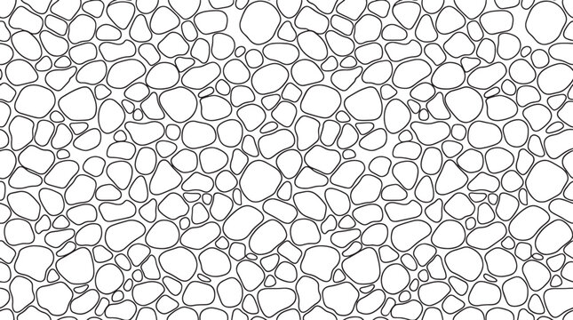 Seamless pebble stone pattern outline vector illustration for architectural texture and natural background design element