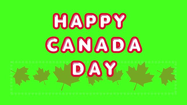 Happy Canada Day Text animation effect with Leaf, Canada Day celebratory Motion Graphic for Festivals and Greetings