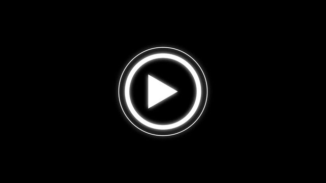 Play button icon animation on circle. video player icon triangle shape button icon animation with white background.