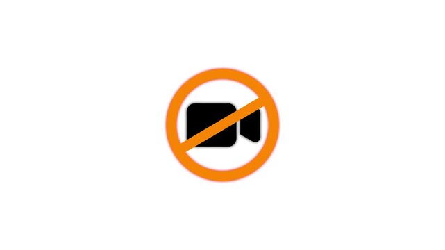 No recording allowed sign prohibited camera symbol on white background, forbidden