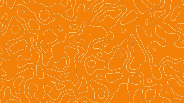 Animated orange wavy background with white outline strokes.