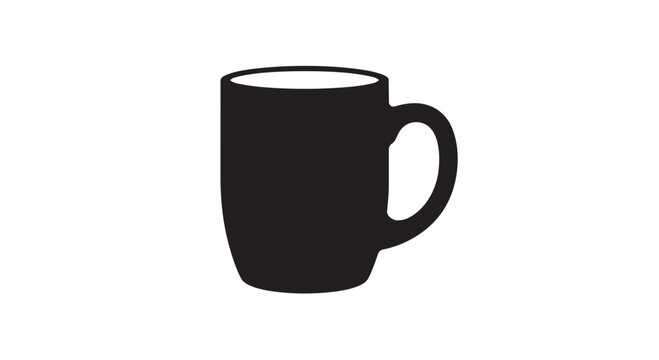 Coffee Mug Icon Black And White Tea Cup Vector Isolated On White Background