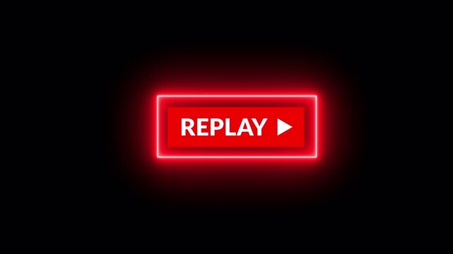 Replay button animation, replay overlay animation on a transparent background, Replay button animation for live streaming and broadcasting in 4k with alpha channel.