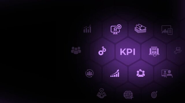 Effective key performance indicators (KPI) concept. Tracking performance, setting goals and making decisions. Animation of 4k video. 
