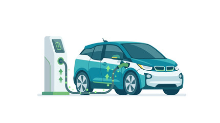 Fototapeta premium Electric Car Charging at a Modern Charging Station