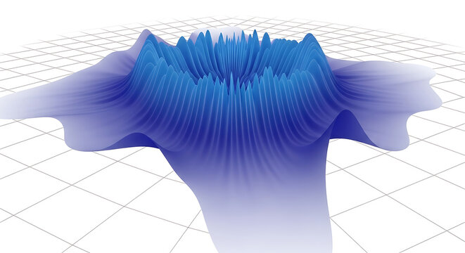 3d blue waveform graph on grid background