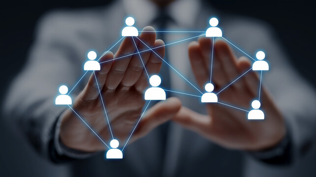 3D Global Social Network Connection Concept with Connected People, Business Teamwork and Digital Communication Technology on Internet Community Platform