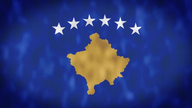 Kosovo National Flag Waving Animation With Realistic Fabric Texture. 4K Seamless Loop Of The Kosovo Flag With Realistic Fabric Movement, Patriotic Symbol. Independence And National Pride Concept.