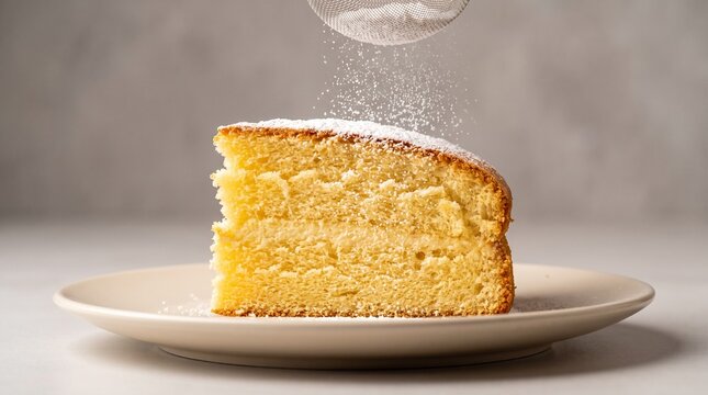 Light Fluffy Sponge Cake with Powdered Sugar Premium Bakery Photography