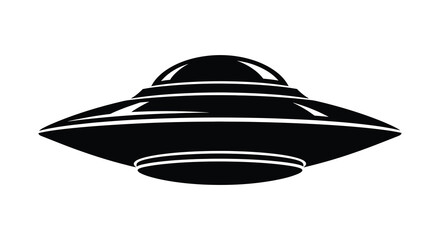 Flying Saucer Silhouette Black And White Graphic Representation © Dino A