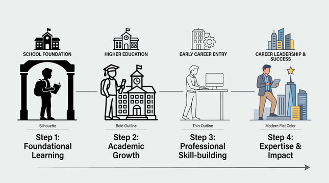 A graphic illustrating educational milestones.