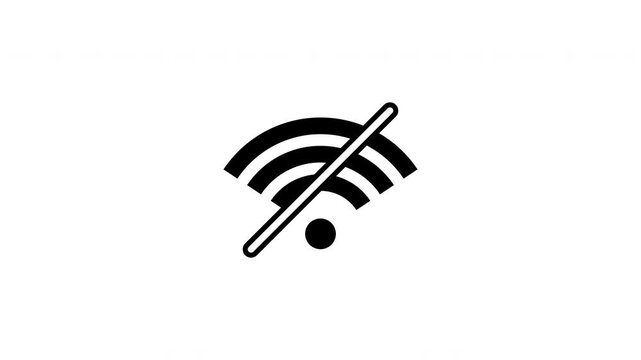No wifi connection symbol on black background. for internet error alerts. 4K video