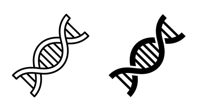 Vector illustration of DNA double helix structures in black and white