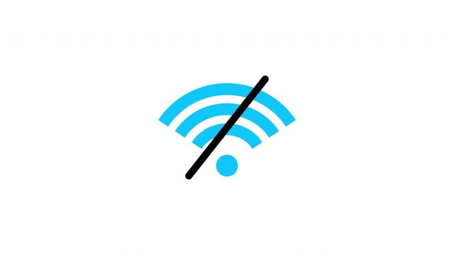 Animated blue no wifi connection motion. internet connection failure disconnected network signal. 4K video