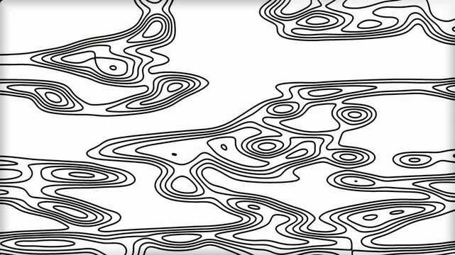 Shining outline topographic contour map like moving waves. Mountain terrain outline with backdrop lines. Liquid melt lines moving for waving background. Digital laser waves looping featuring smooth.