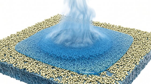 3D Microscopic Diagram of Superhydrophilic Coating Forming Uniform Water Film for Evaporative Cooling