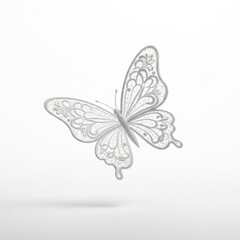 Fototapeta premium Isometric Butterfly Wing Detail on Transparent Background, Silver Lace Design