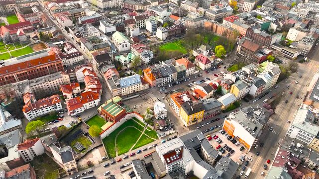 View of Old synagogue and Kazimierz, the old Jewish Quarter in Krakow, Poland