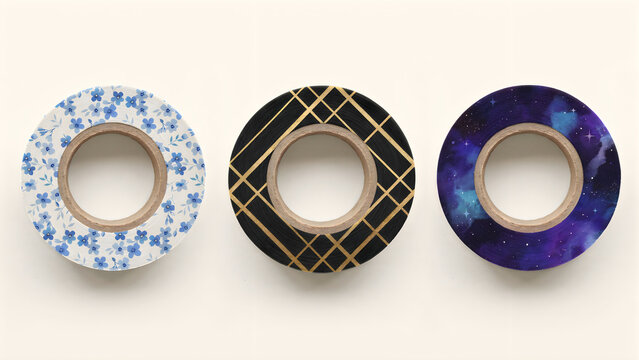 Three colorful metal rings stacked together