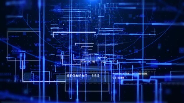 Digital Data Transfer and Cloud Storage Concept Motion Graphic. Abstract High-Speed Internet Matrix, Software Source Code, and Cyber Network Infrastructure Lines Background.