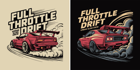 Red sports car drifting fast with detailed pixel art style design © Vectyx