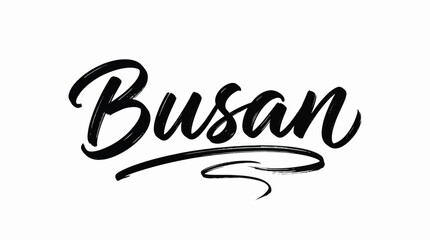 Busan typography logo illustration featuring elegant cursive script symbolizing modern design, travel identity, and South Korean culture © Mahboob