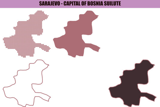 Sarajevo, Bosnia and Herzegovina map, city outline, vector maps, geographic icons
