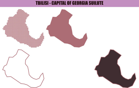Tbilisi, Georgia, city silhouette, map icons, 4 color variations