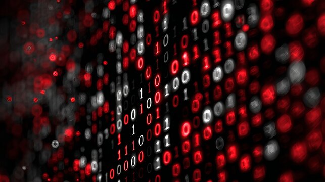 Abstract digital background with glowing binary code and futuristic cyber technology concept
