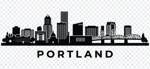 Portland oregon skyline silhouette vector illustration cityscape with famous landmarks and buildings © MDShakiburRahman
