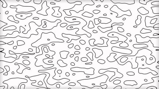 Shining outline topographic contour map like moving waves. Mountain terrain outline with backdrop lines. Liquid melt lines moving for waving background. Digital laser waves looping featuring smooth.