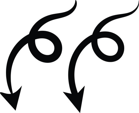 Two black spiral arrows pointing downward isolated vector illustration for business concepts