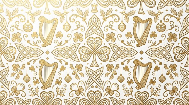 Elegant Gold Celtic Irish Pattern Background