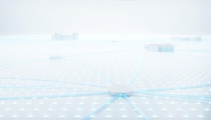 Fototapeta premium Minimalist 3D abstract background representing interconnected data hubs and global distribution networks