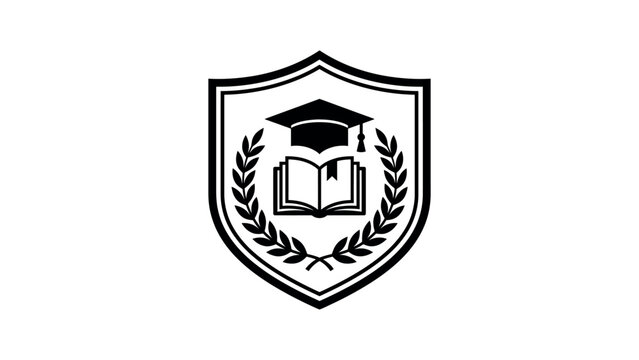 Graduation cap on book shield logo.