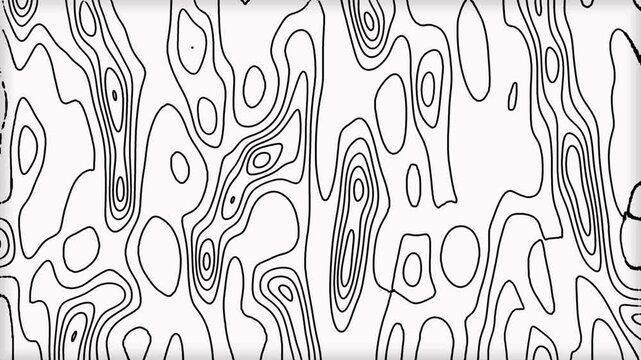 Shining outline topographic contour map like moving waves. Mountain terrain outline with backdrop lines. Liquid melt lines moving for waving background. Digital laser waves looping featuring smooth.