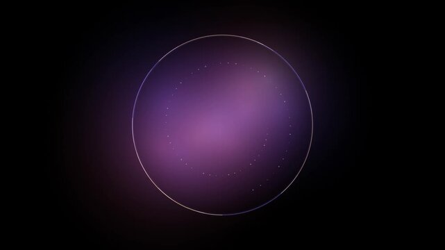 Ethereal purple starfield loop glows in dark space with circular border