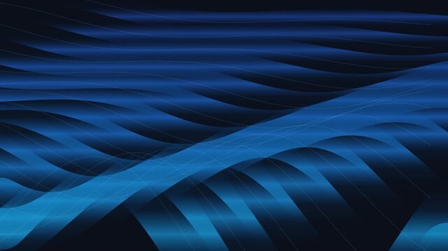Elegant wave loop motion creates minimalist blue pattern