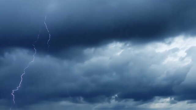Lightning strike in dramatic storm cloudscape