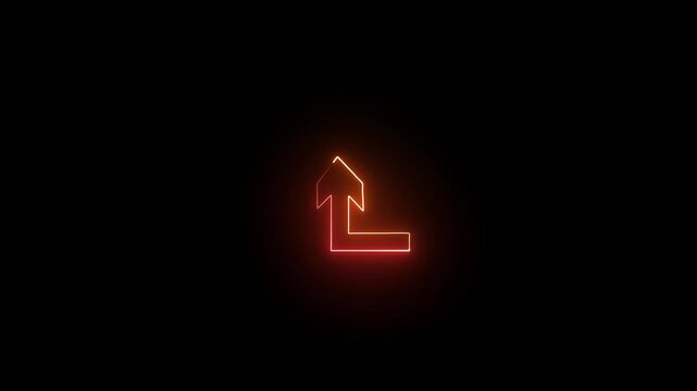 Red neon arrows pointing up and left in sequence against a black background with cinematic motion