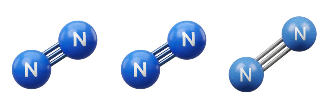 isolated set of the Nitrogen molecule blue N2 high quality on withe background PNG photo stock''