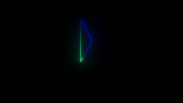 Abstract digital arrows moving in a dynamic geometric pattern with neon blue and green lighting