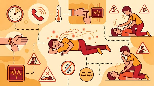 First aid instructions for seizure and emergency response infographic