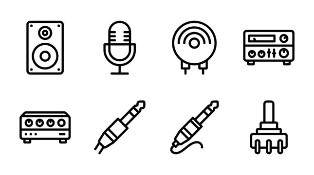 Audio equipment and accessories icons.